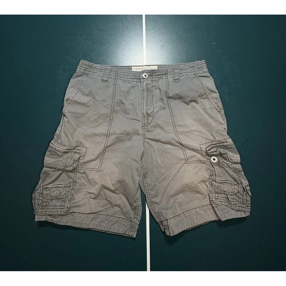 Vintage Aeropostale Cargo Shorts Men's 36 Sun Faded Gray Y2K‎ Baggy Skater